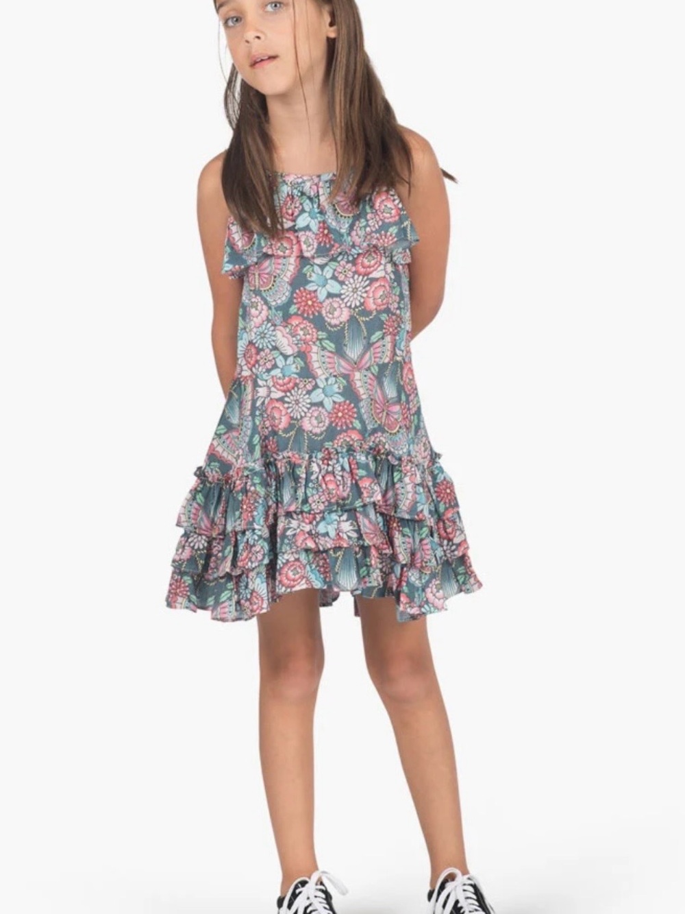 Paper Wings Spring Flowers Girls Dress Size 14